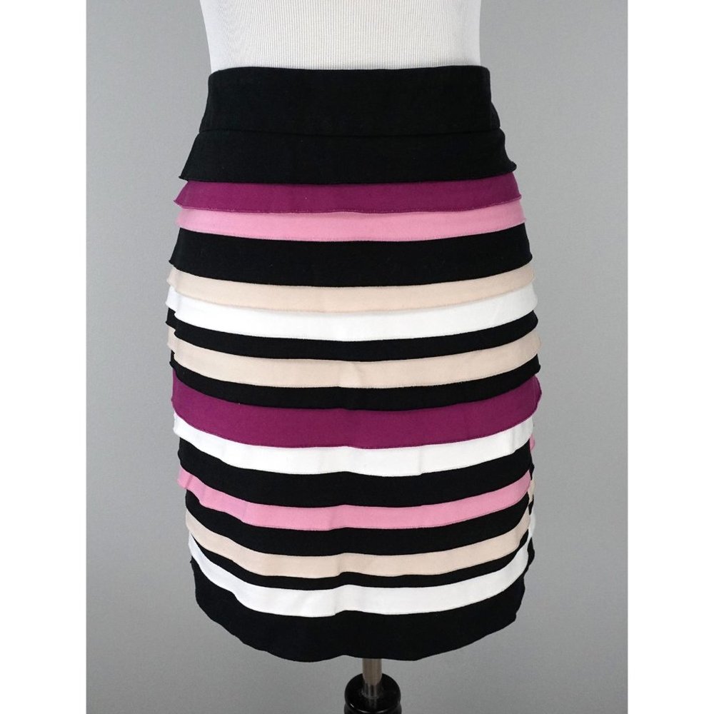 WHITE HOUSE BLACK MARKET Striped Tier Cotton Skirt